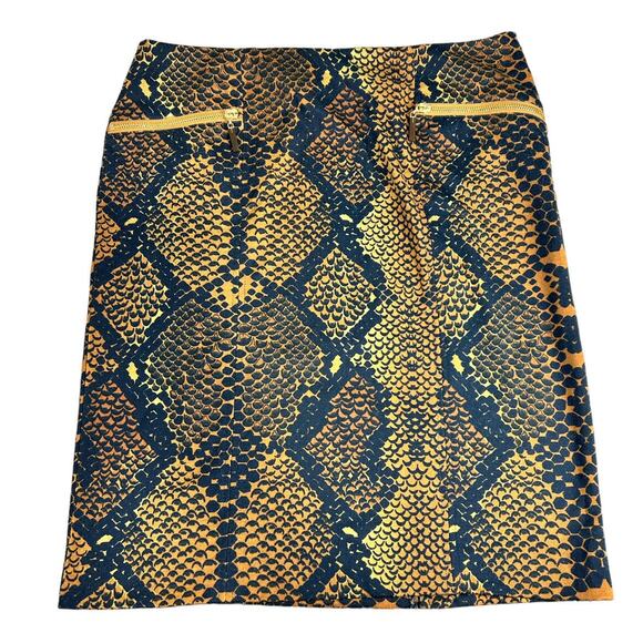 Ellen Tracy Snake Skin Print Pencil Skirt Sz 8 Stretch Knee Length - Picture 1 of 7